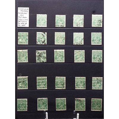 Collection of 07/03/1923 Australian KGV 1/2 d Green Single W.M.K.S Stamps, Used