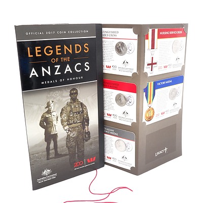 Royal Australian Mint Official 2017 Lengends of the Anzacs Medals of Honour, 14 Coin Complete Collection