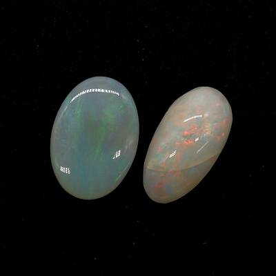 Two Pieces of Solid White Opal