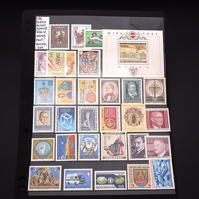 1981 Austrian Near Complete Year of Stamps
