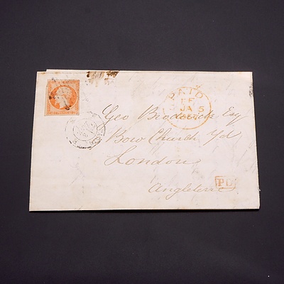 1857 French 40 Centime Orange Napolean On Entire (Cover) Letter