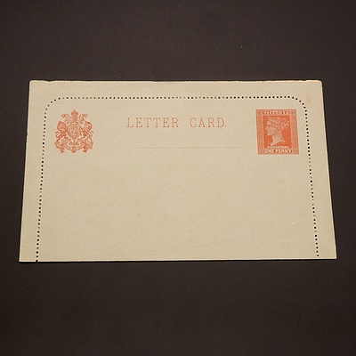 1890 Victoria State Queen Victoria 1d Brownish-Red Letter Card