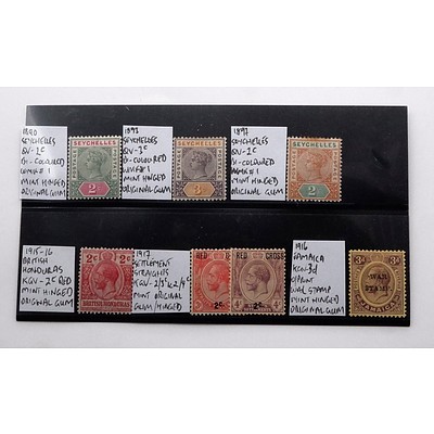 Collection of Queen Victoria Stamps 1890 - 1917 From Seychelles Jamaica and British Honduras