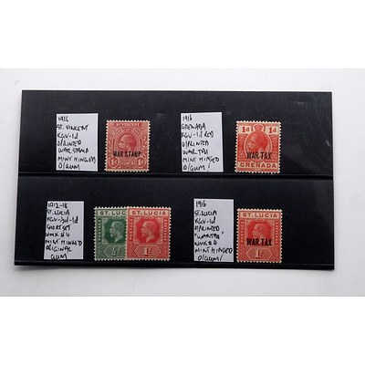 Collection of Stamps 1912 - 1916 From St Vincent St Lucia and Grenada