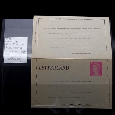 1971 Australian Queen Elizabeth II 7c Magenta Postal Stationary (Post Card / Letter Card)