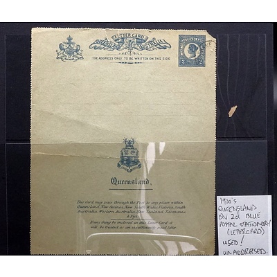 1900's Queensland Queen Victoria 2d Blue Postal Stationary (Lettercard)