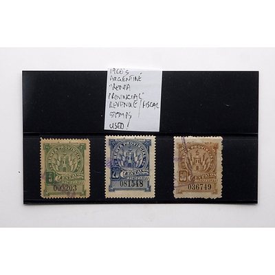 1900's Argentine Renta Provincial Revenue Stamps
