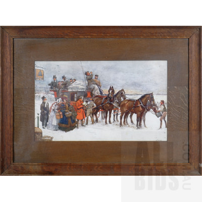 Framed Reproduction Print, 'Nicholas Nickelby on the Road to Dotheboys Hall', 28 x 48 cm (image size)