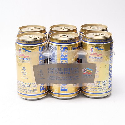 Six Sealed Fosters Sydney 2000 Limited Edition Gold Medal Cans