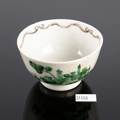 18th Century Chinese Export Famille Vert European Subject Tea Bowl
