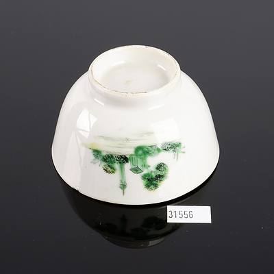 18th Century Chinese Export Famille Vert European Subject Tea Bowl