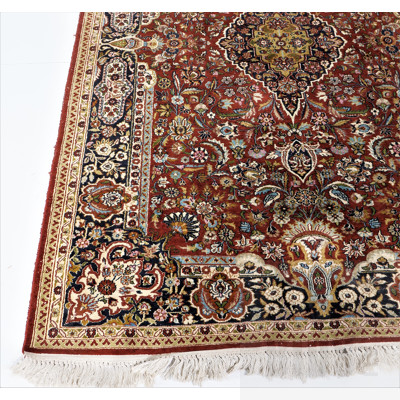 Fine Tabriz Hand Knotted Silk and Wool Pile Rug