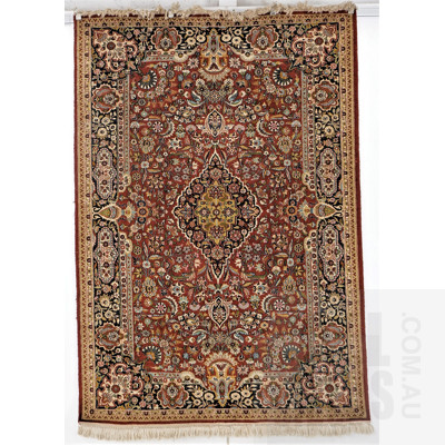 Fine Tabriz Hand Knotted Silk and Wool Pile Rug