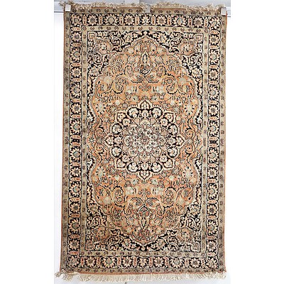 Fine Kasmiri Hand Knotted Silk and Wool Pile Rug