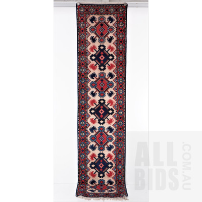 Caucasian Hand Knotted Wool Pile Runner