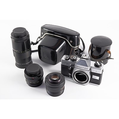 Praktica MTL-5 Camera with Pentacon Auto 4/200 Lens, Pancolour Carl Zeiss Auto 1.8/50 Lens and Flektagon 2.4/35 carl Zeiss Lens