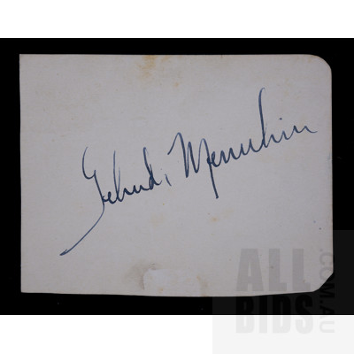 Yehudi Menuhin Autograph, American Violinist
