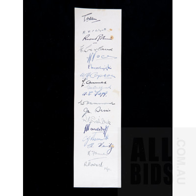 Autograph Leaf Signed by Eighteen Members of the English 1936-37 Test Team to Tour Australia, Including George Allen, Bob Wyatt and More