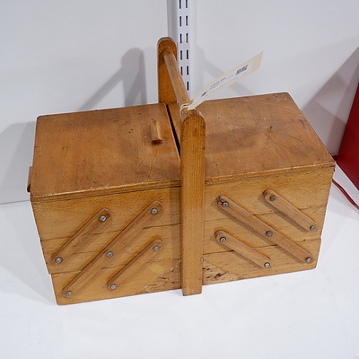 Vintage Wooden Cantilever Sewing Box