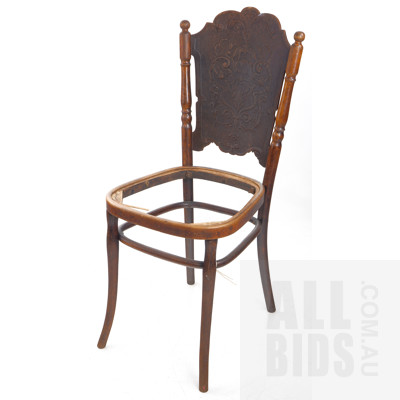 Antique J & J Kohn, Austrian Art Nouveau Bentwood Chair with Classical Impressed Back