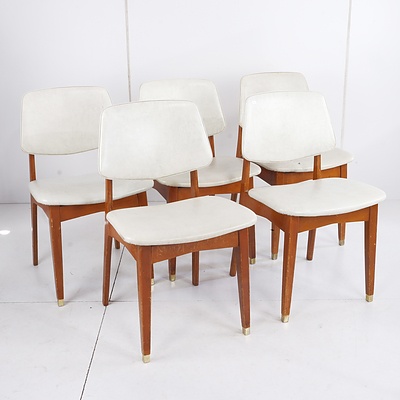 Set of Five Mid Century C.R.O. Furniture Vinyl Upholstered Dining Chairs