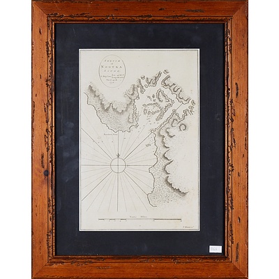 A Framed Engraving, Sketch of Nootka Sound 1788, published by T. Bowen
