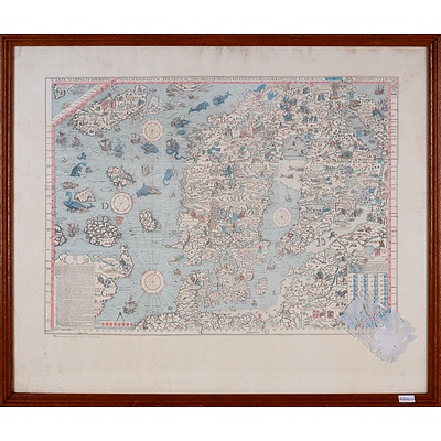 A Framed Hand-Coloured Map of Scandia