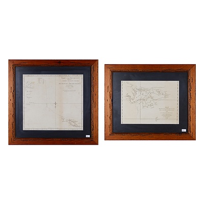 Two Framed Maps: A Chart of Hawkins's Maidenland and Falkland Sound & Chart of the Discoveries Made in the Atlantic Ocean (2)