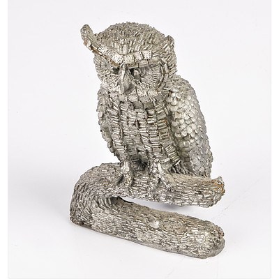 Vintage Hudson Designed Pewter Owl figurine - Marked to Base