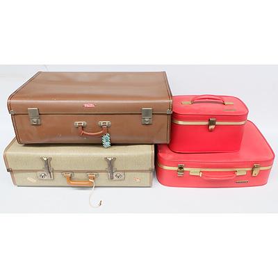 Quantity of Four Vintage Suitcases Including Nu-Elite, Paklite and More
