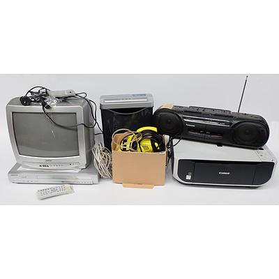 Quantity of Six Electronic Items Including Cannon MP190 Printer, Grundig DVD Player LIVANCE GPD2304 and More