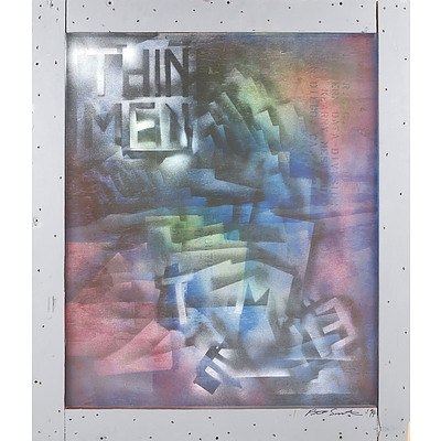 Pete Smith (1960-2014) Abstract Spray Paint 1994 Mixed Media on Board
