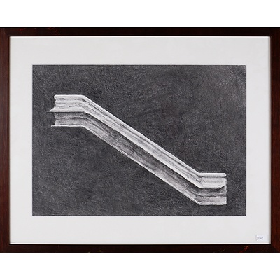 A Framed Abstract Graphite on Paper Drawing