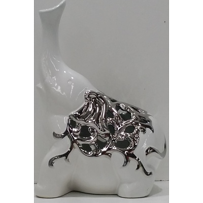 Contemporary Ceramic Elephant Statue - Brand New