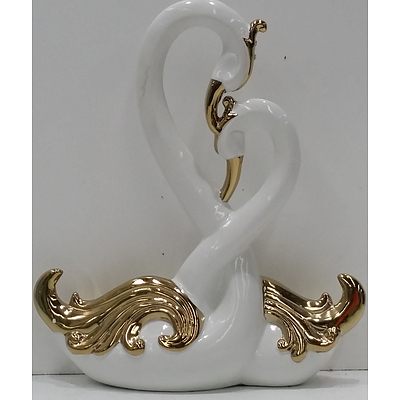 Contemporary Ceramic Swan Statue - Brand New