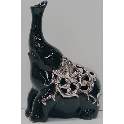Contemporary Ceramic Elephant Statue - Brand New