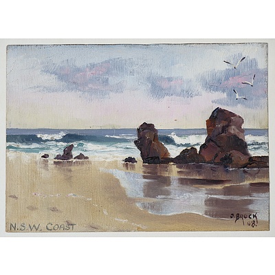 Five Australian Artworks Including Two Etchings by Quentin Sutton (Active Melbourne 1940s), Signed, Oil Painting  and More