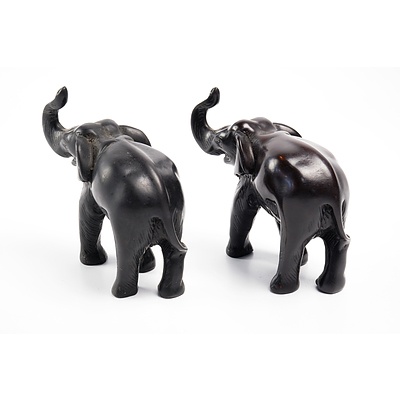 Pair of Small Ebony Elephant Figurines (2)