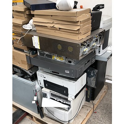 Bulk Lot of Assorted IT Equipment - Projectors, Speakers, UPS & Printers