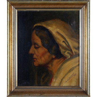 K. Jankowik (European, 20th Century), Untitled (Portrait of a Woman) 1945, Oil on Canvas