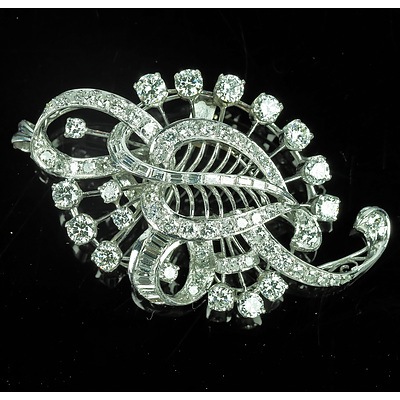 Superb Platinum and Diamond Floral Spray Brooch, Total Calculated Diamond Weight 6.00ct