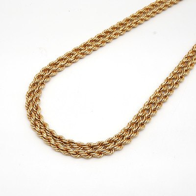 18ct Yellow Gold Triple Rope Chain, 44.7g