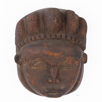 West African Wooden Ceremonial Mask, Purchased Nairobi Early 1990s