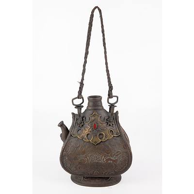 Ornate Middle Eastern Copper and Brass Water Container