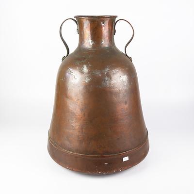 Large Egyptian Copper Double Handled Bulbous Urn