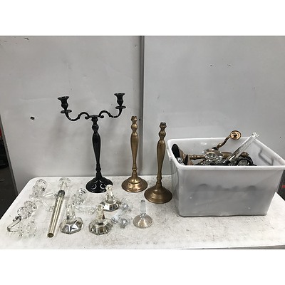 Assorted Candelabras Glass and Metal