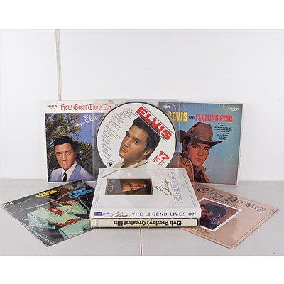 Quantity of Approximately 15 Vinyl 12 Inch LP Elvis Presley Records Including Elvis Picture Disk, I got Lucky and More
