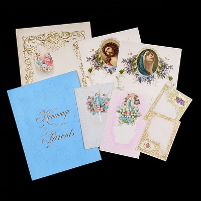 Various Blank Vintage Greeting Cards, Some Featuring Christ and the Virgin Mary
