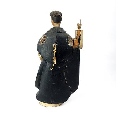 Antique Filipino Hand Carved and Painted Santos Figure of an Angel , Late 19th to Early 20th Century