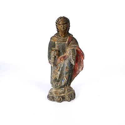 Antique Filipino Hand Carved and Painted Santos Figure of the Virgin Mary, Late 19th to Early 20th Century
